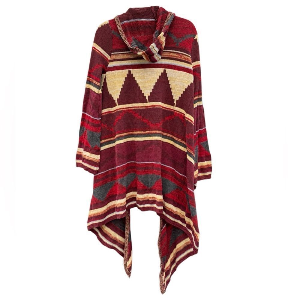 Elan Women's Aztec Western Hooded Cardigan 100% Cotton Size Large - Picture 3 of 9